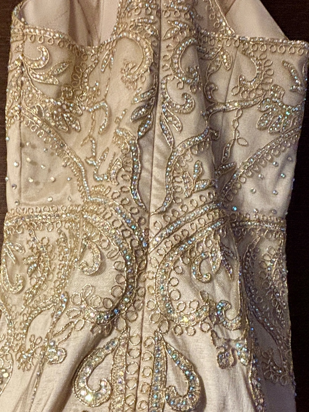 Amelia Couture Embellished champagne hue Halter Dress - Picture 3 of 6